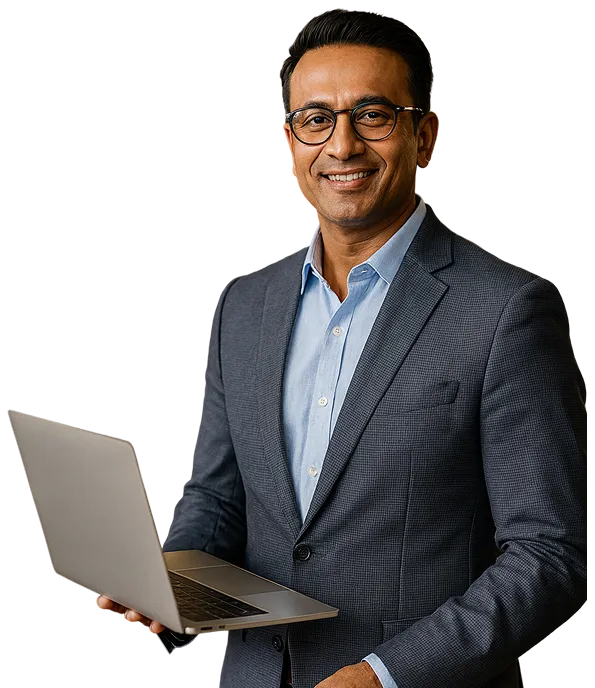 Expert trainer with laptop